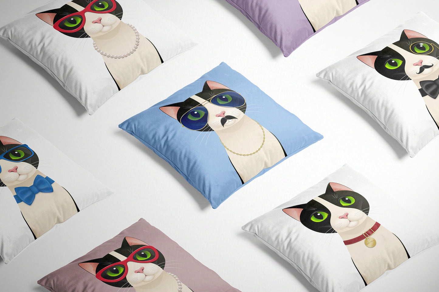 Freddie Cat Colourful Cushion
