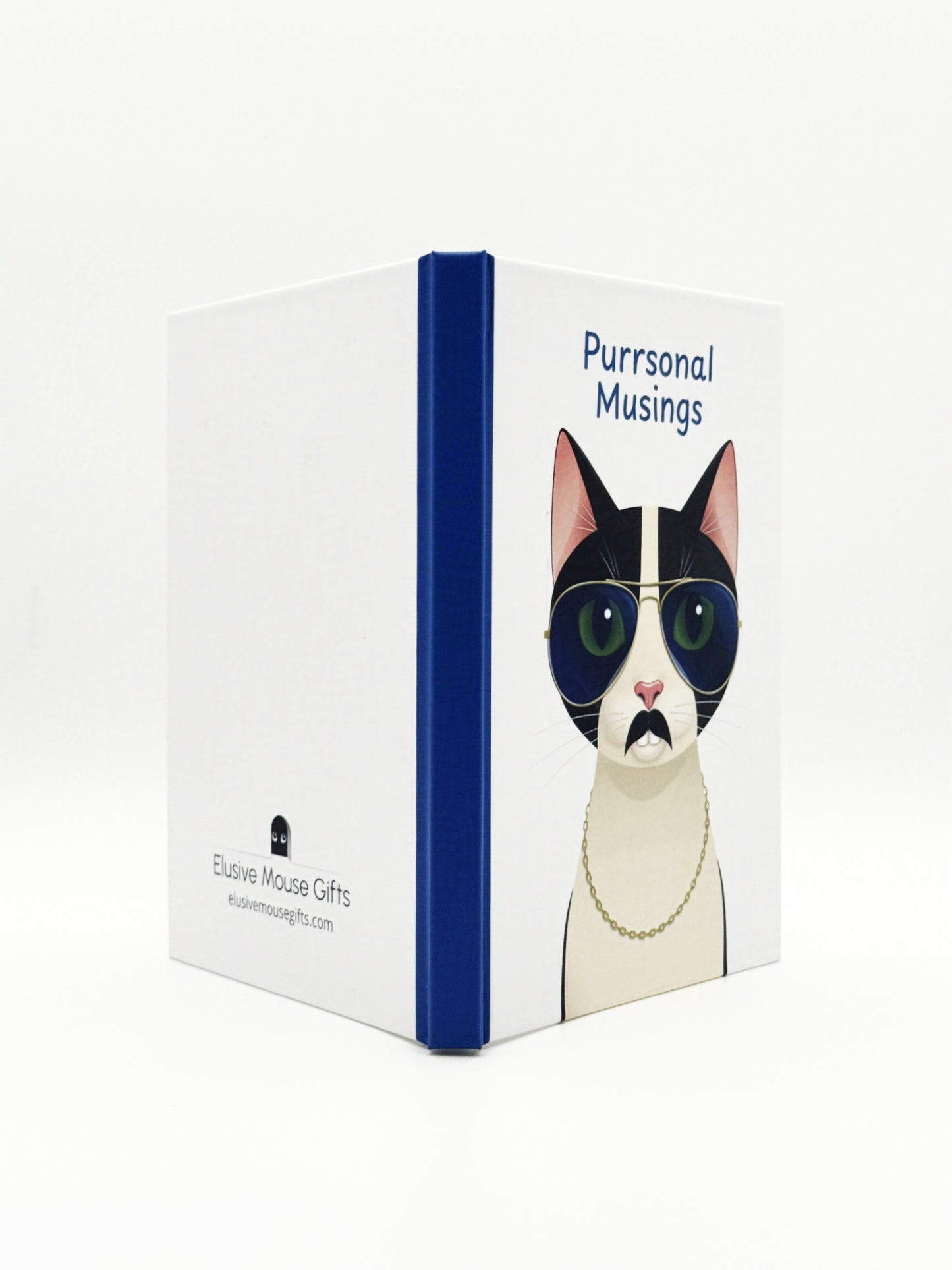 Notebook with a cat illustration and text on a white background