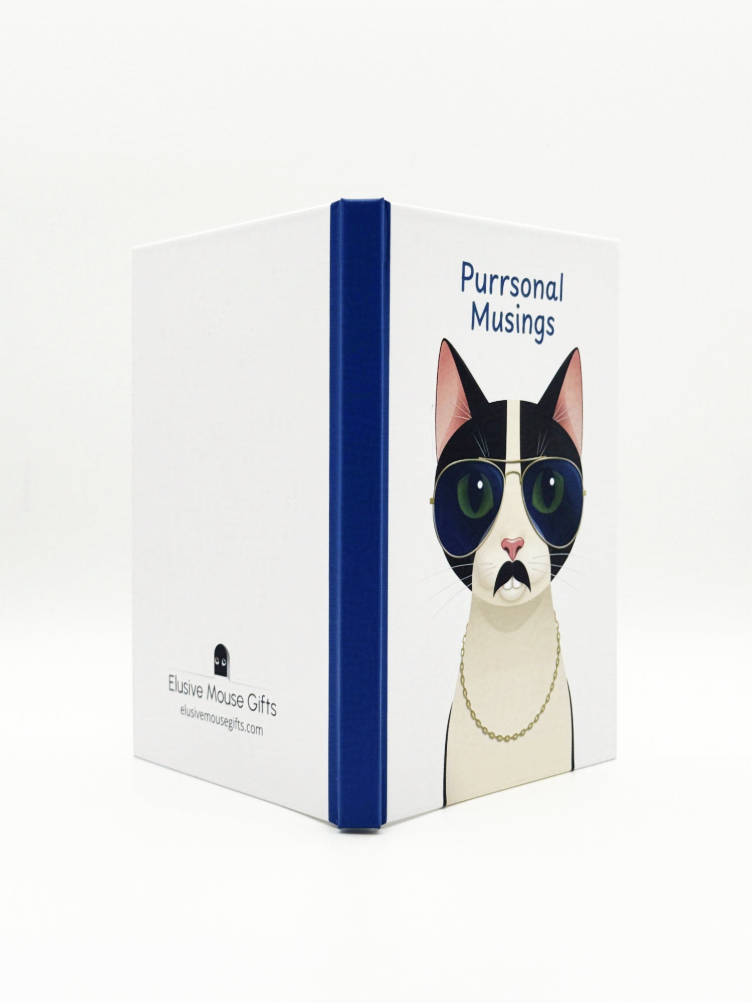 Notebook with a cat illustration and text on a white background